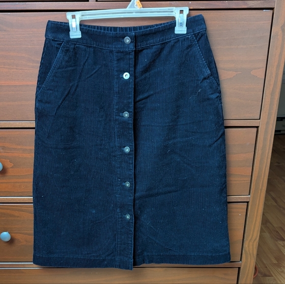 Uniqlo Dresses & Skirts - Uniqlo Women Navy 100% Cotton Corduroy Skirt, Size L